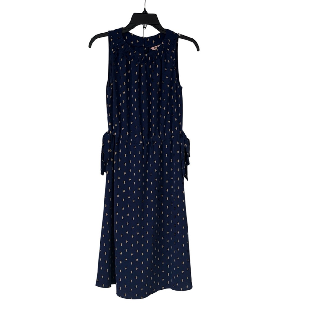JUICY COUTURE Navy Sleeveless Dress with Gold Detail and Cinched Waist